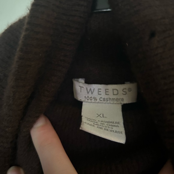 Tweeds Turtleneck Fluffy Brown Sweater XL - Picture 2 of 6
